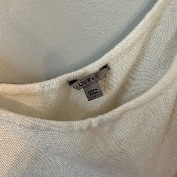 One shoulder cream colored GUESS sweater. Size small - Picture 3 of 6